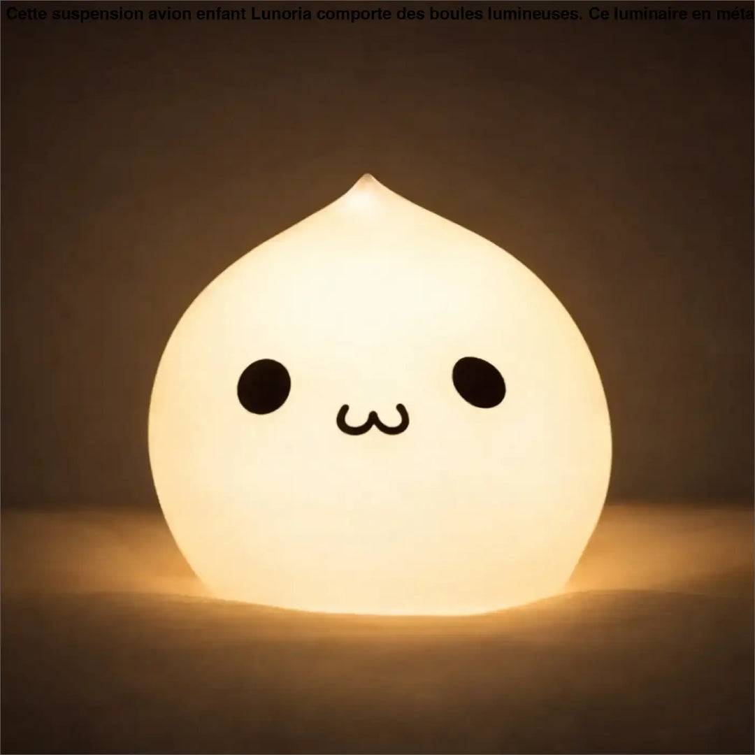 Veilleuse magique en forme de dumpling blanc doux avec touche lumineuse et visage souriant pour lumineuse joue
