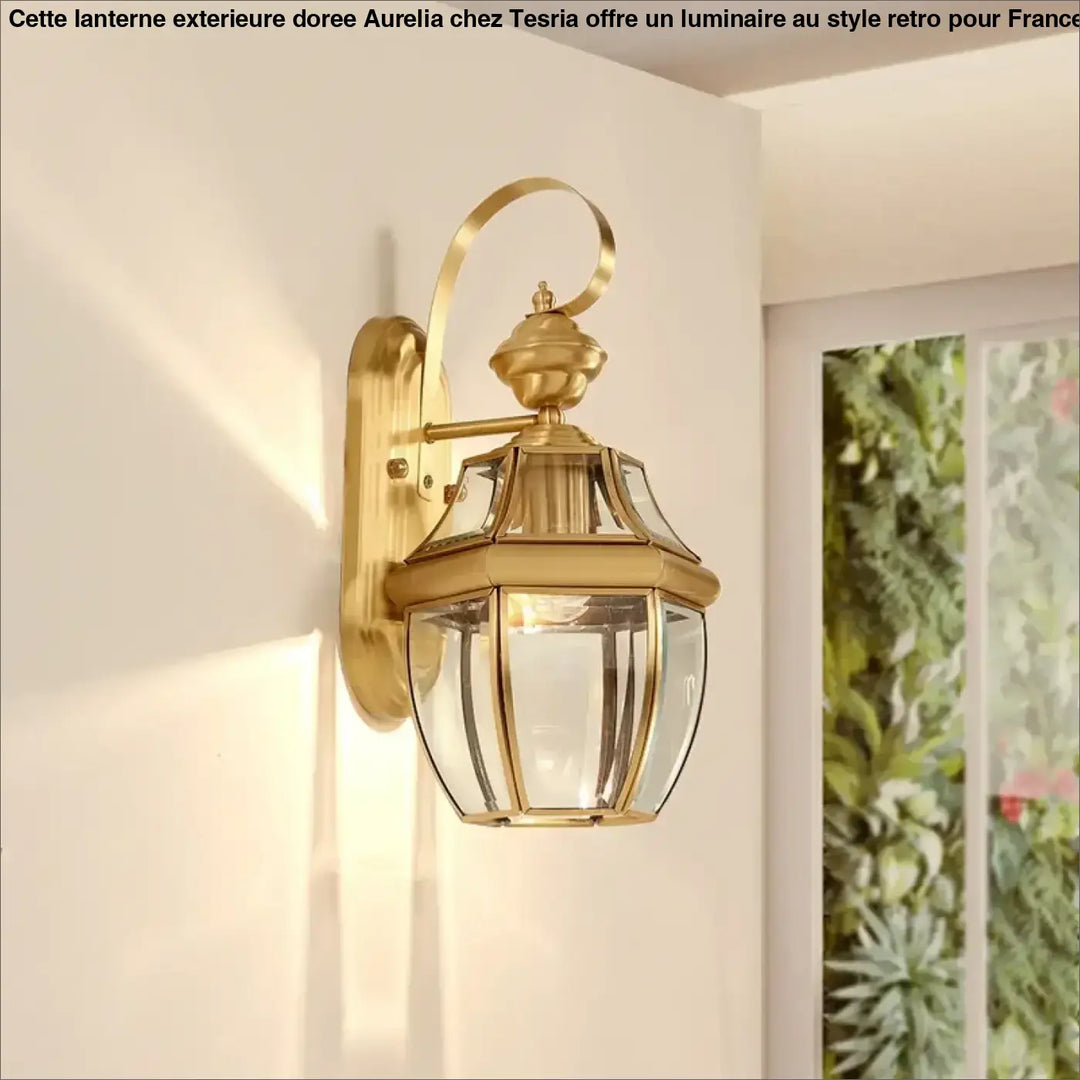 Lanterne Extérieure Dorée Au Style Rétro Hexagonale