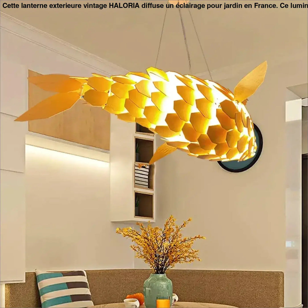 Wabi Sabi Handmade Wooden Fish Pendant Light Japanese Vintage LED hanging Light Living Room Hotel Lobby Club Dining