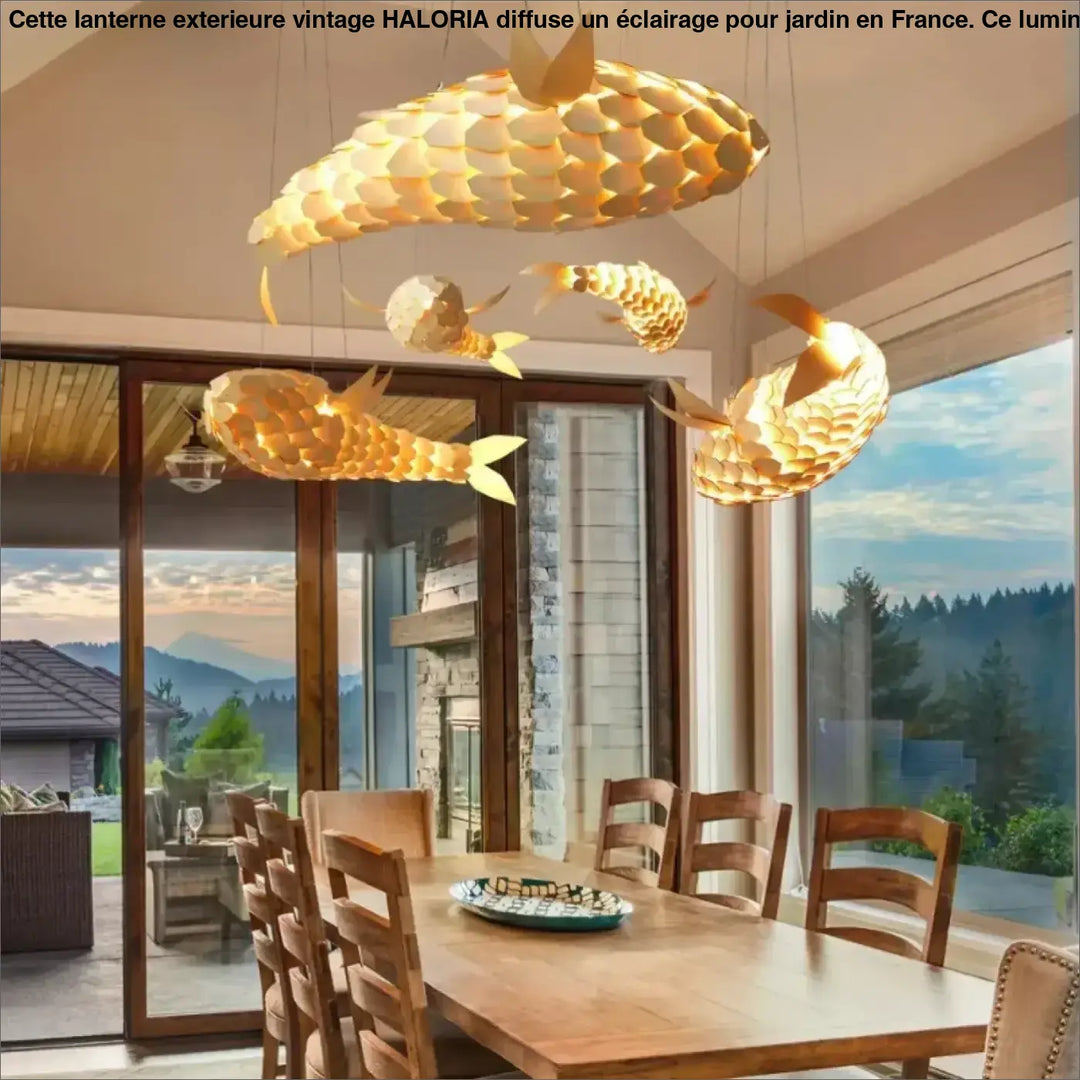Wabi Sabi Handmade Wooden Fish Pendant Light Japanese Vintage LED hanging Light Living Room Hotel Lobby Club Dining