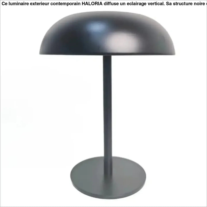 Lampe de table metany en noir mat avec dome, tige cylindrique fine, base circulaire, led à intensité variable et marche arrêt tactile
