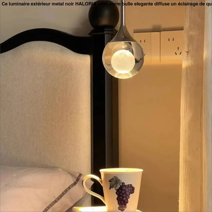 Suspension Moderne LED Goutte Cristal Et Fer Forgé Élégante

