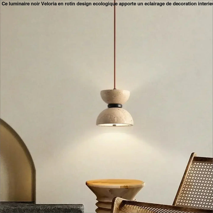 Suspension design en pierre beige luminaire led épuré