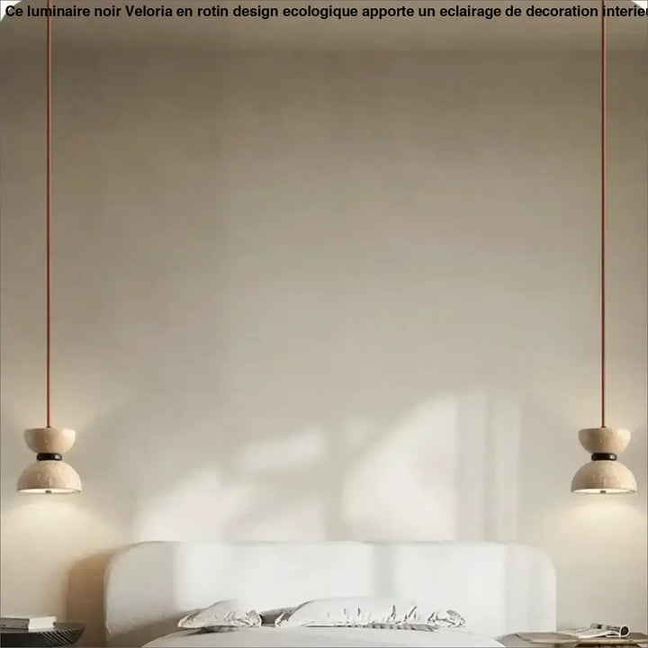 Suspension design en pierre beige luminaire led épuré