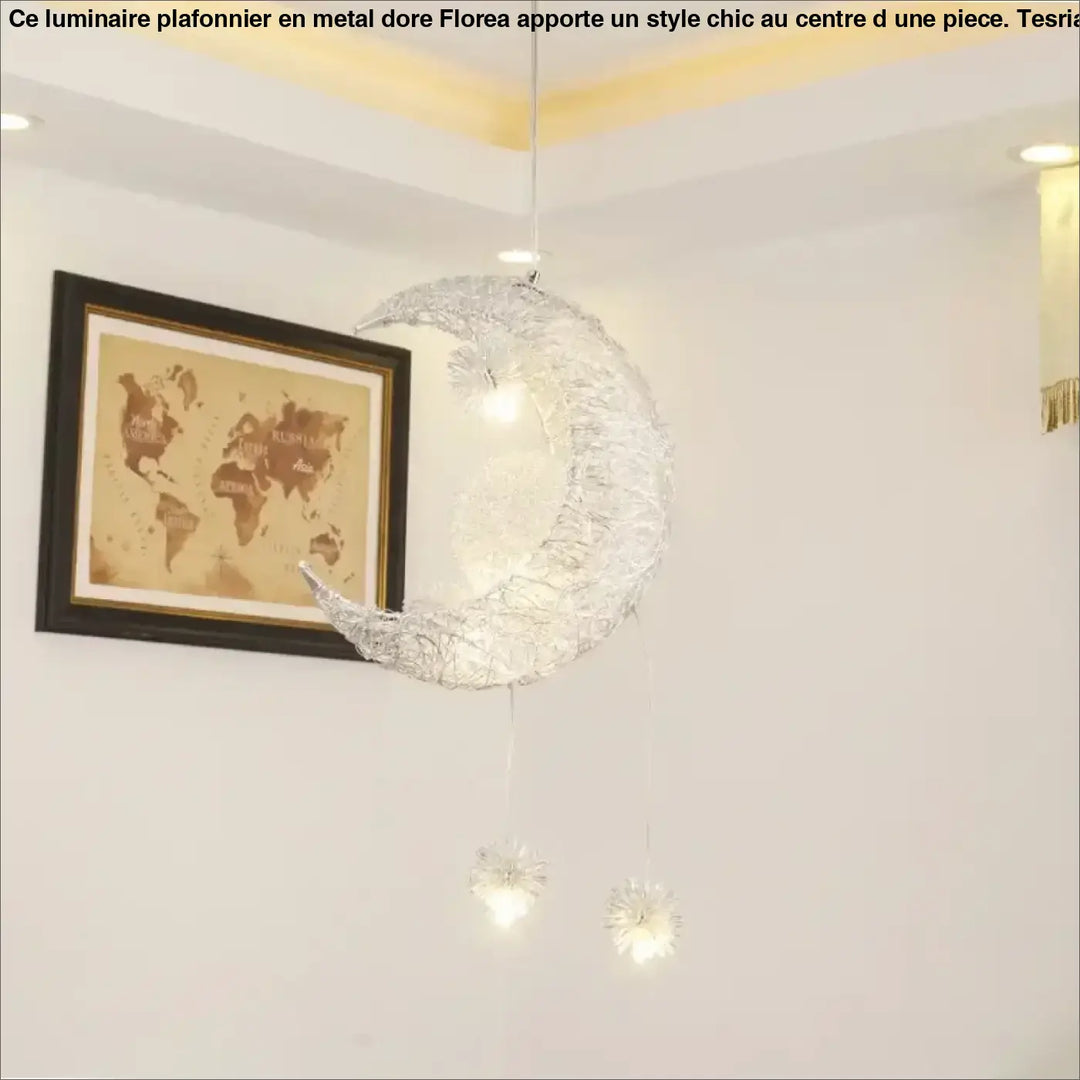 Suspension Design Lune Avec Boules Lumineuses Déco