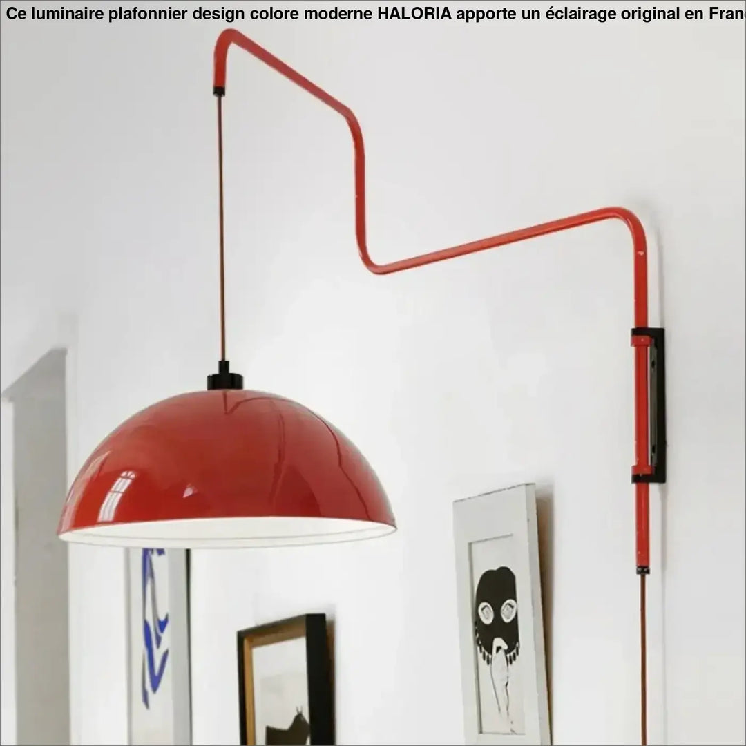 Applique murale redall en forme de dôme rouge avec bras métallique industriel incurvé la lighting fixture élégante