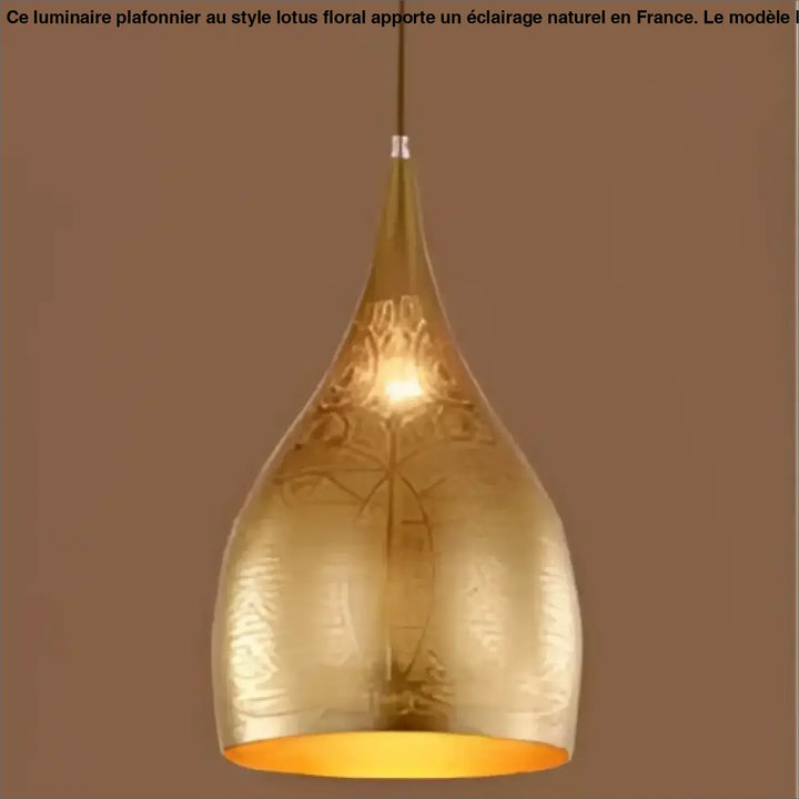 Suspension luminaire sandyha dorée en forme de goutte avec motifs gravés et lumière intérieure chaude vintage turque