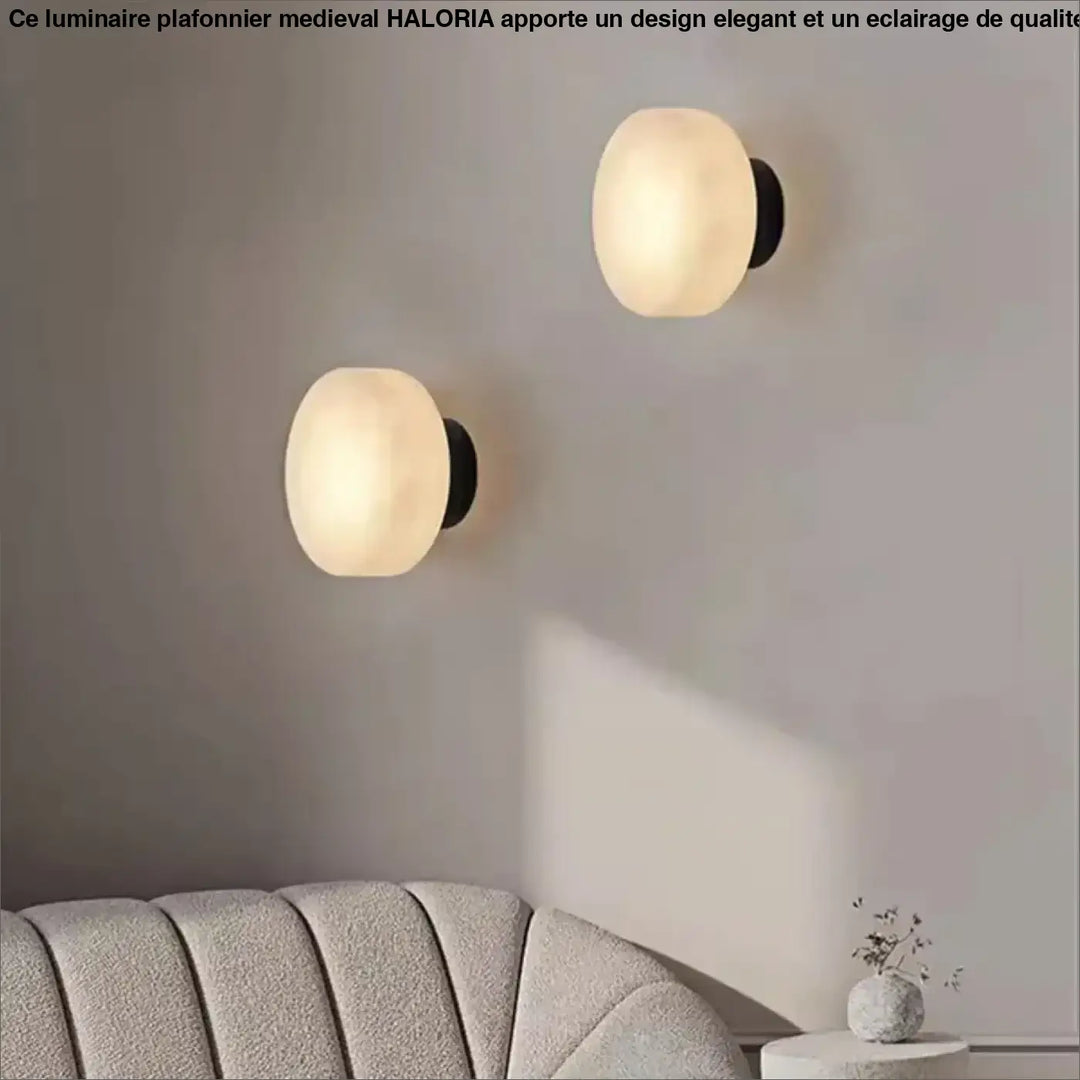 Applique murale laurel avec deux appliques en verre givré ton chaud et base en métal noir pour lumière décorative