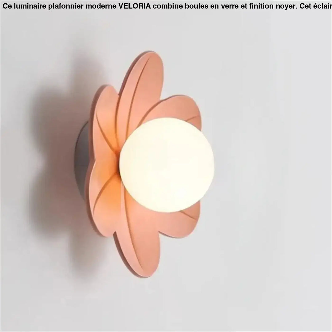 Applique murale antha en cuivre ton floral avec diffuseur sphérique lumineux en verre dépoli