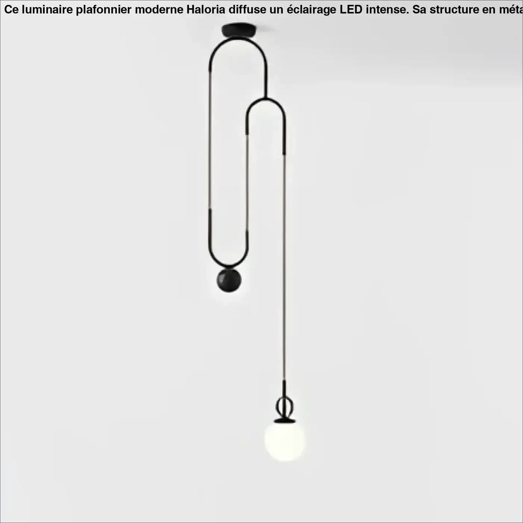 Suspension luminaire pendora en métal noir de style trombone avec un globe blanc suspendu pour un luminaire design