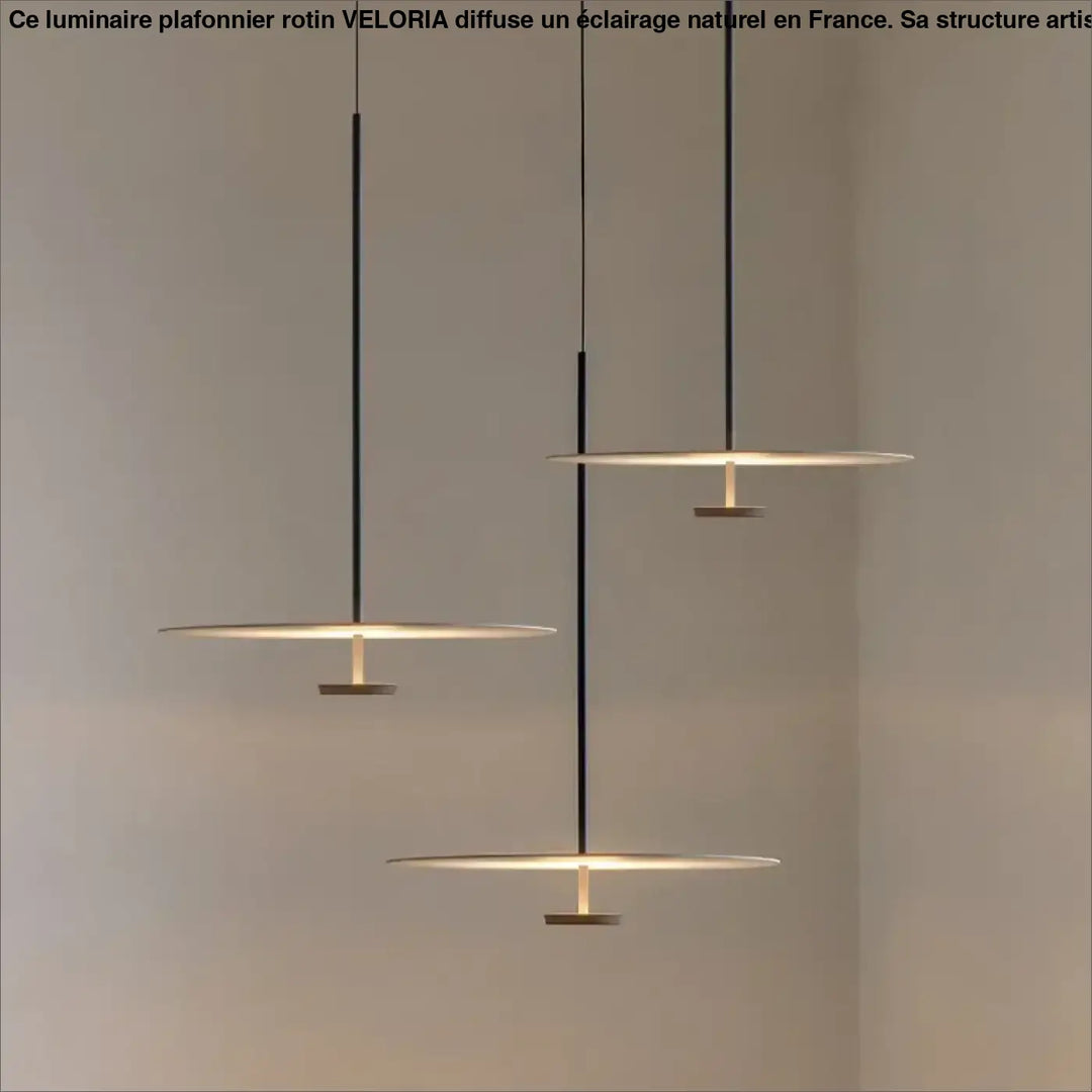 Suspension led minimaliste design disque moderne noir pureté