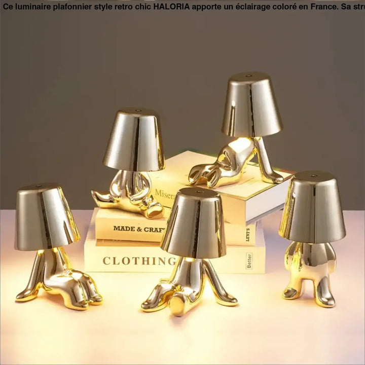 Lampe de chevet buddy en métal doré effet métallisé avec abat-jour sculptural pour décoration intérieure chevet décorative