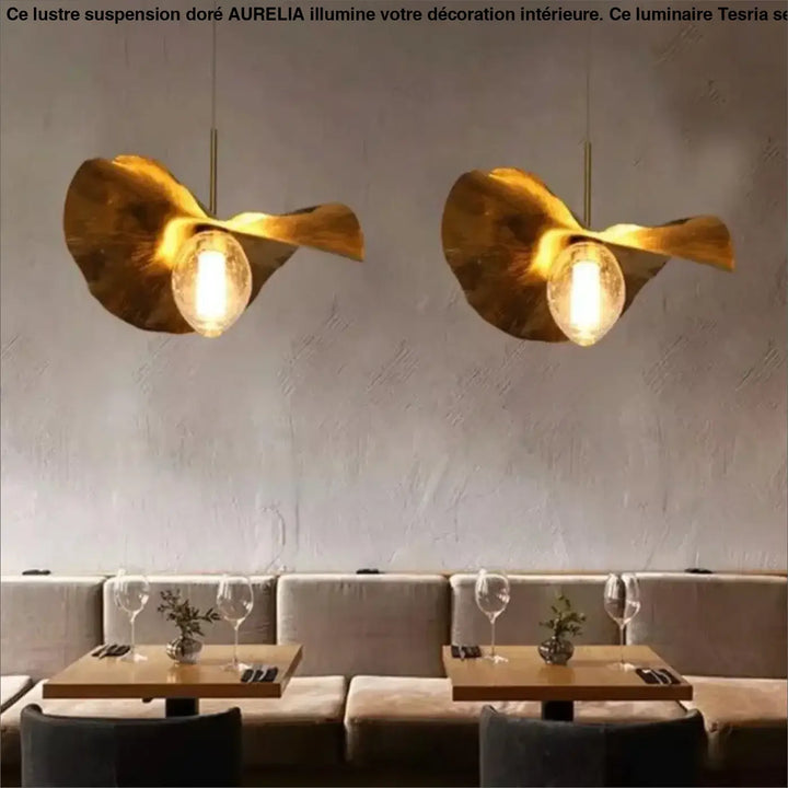 Lustre Suspension Doré Au Design Élégant Et Raffiné