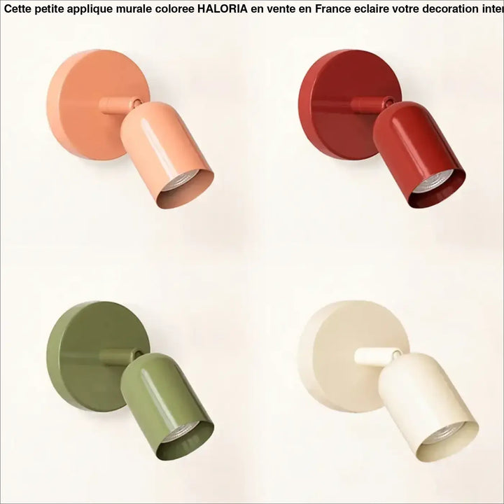 Petite applique murale coloree haloria avec spots muraux modernes finition mate en pêche, terracotta, olive et crème