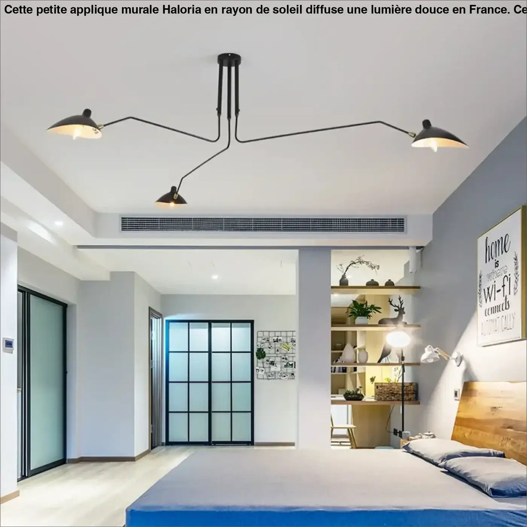 Suspension Plafond Industrielle Noire À Trois Bras Orientables

