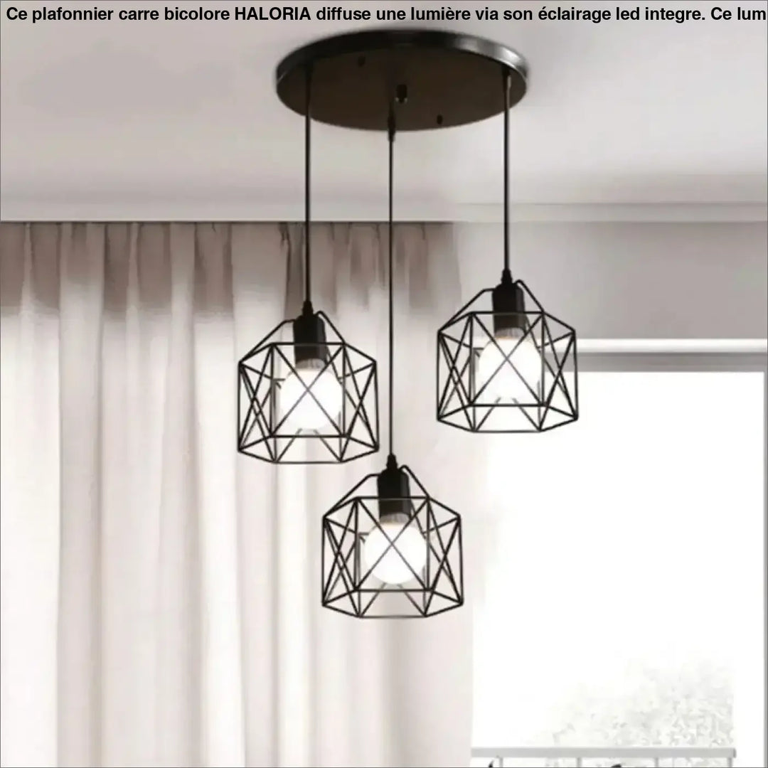 Suspension Trio Noire Style Industriel À Cages Géométriques

