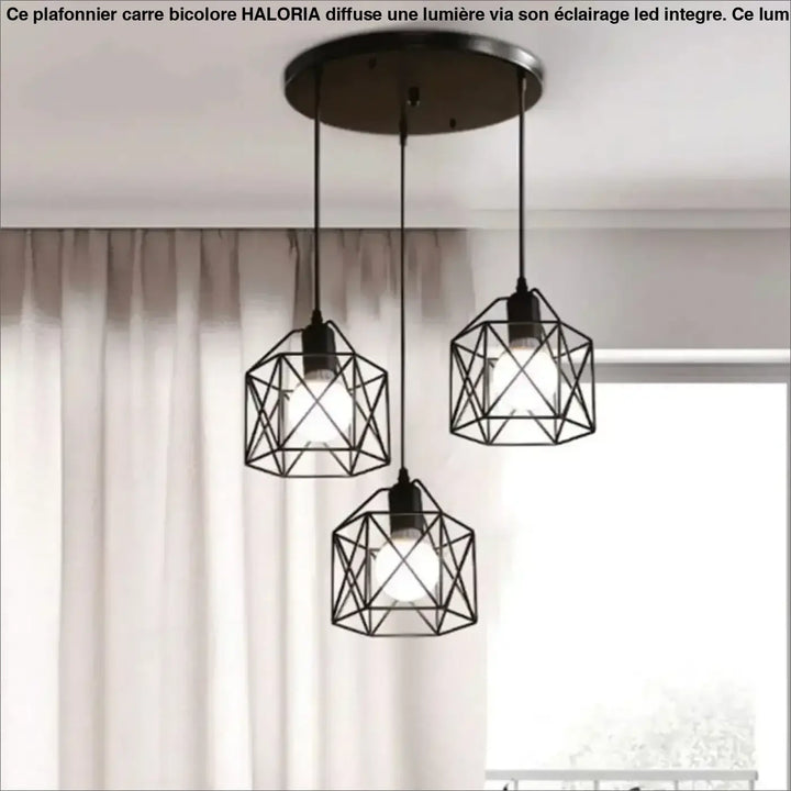 Suspension Trio Noire Style Industriel À Cages Géométriques

