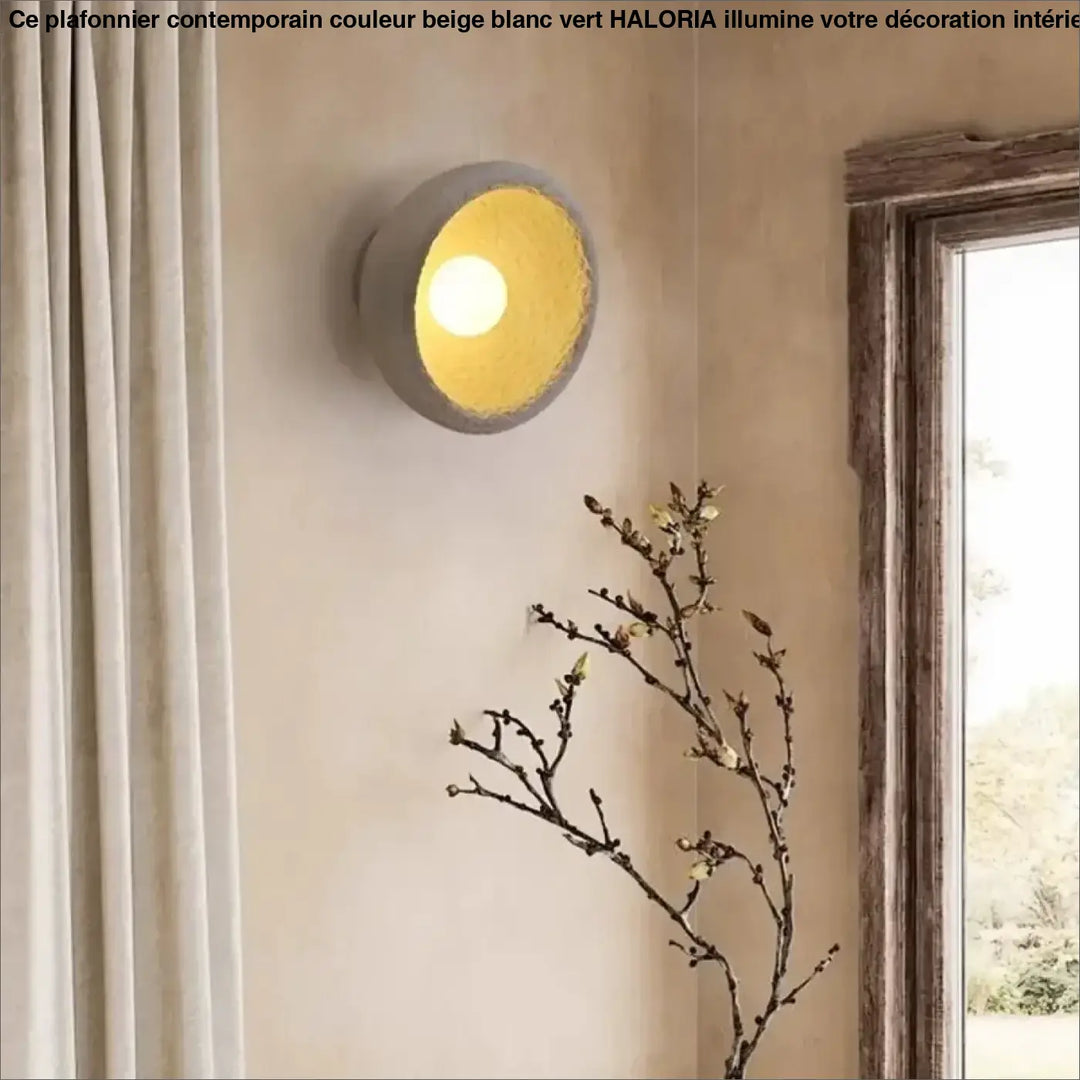 Applique murale ronde en céramique avec éclairage LED chaud

