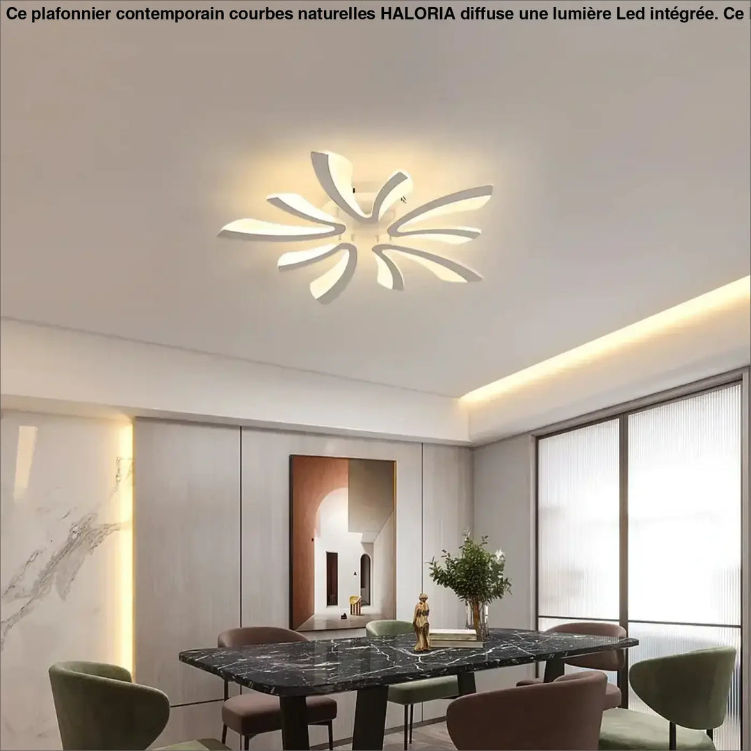 Plafonnier LED moderne design floral blanc sculptural

