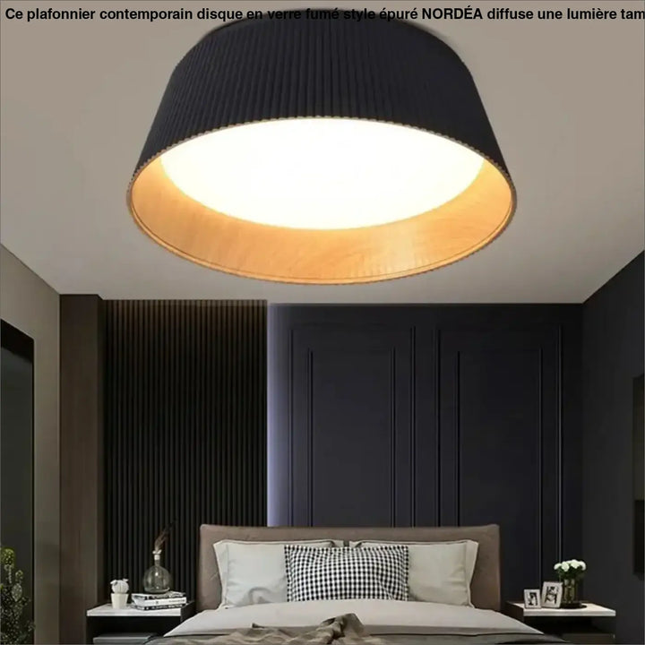 Plafonnier moderne en métal et abat-jour blanc ou noir