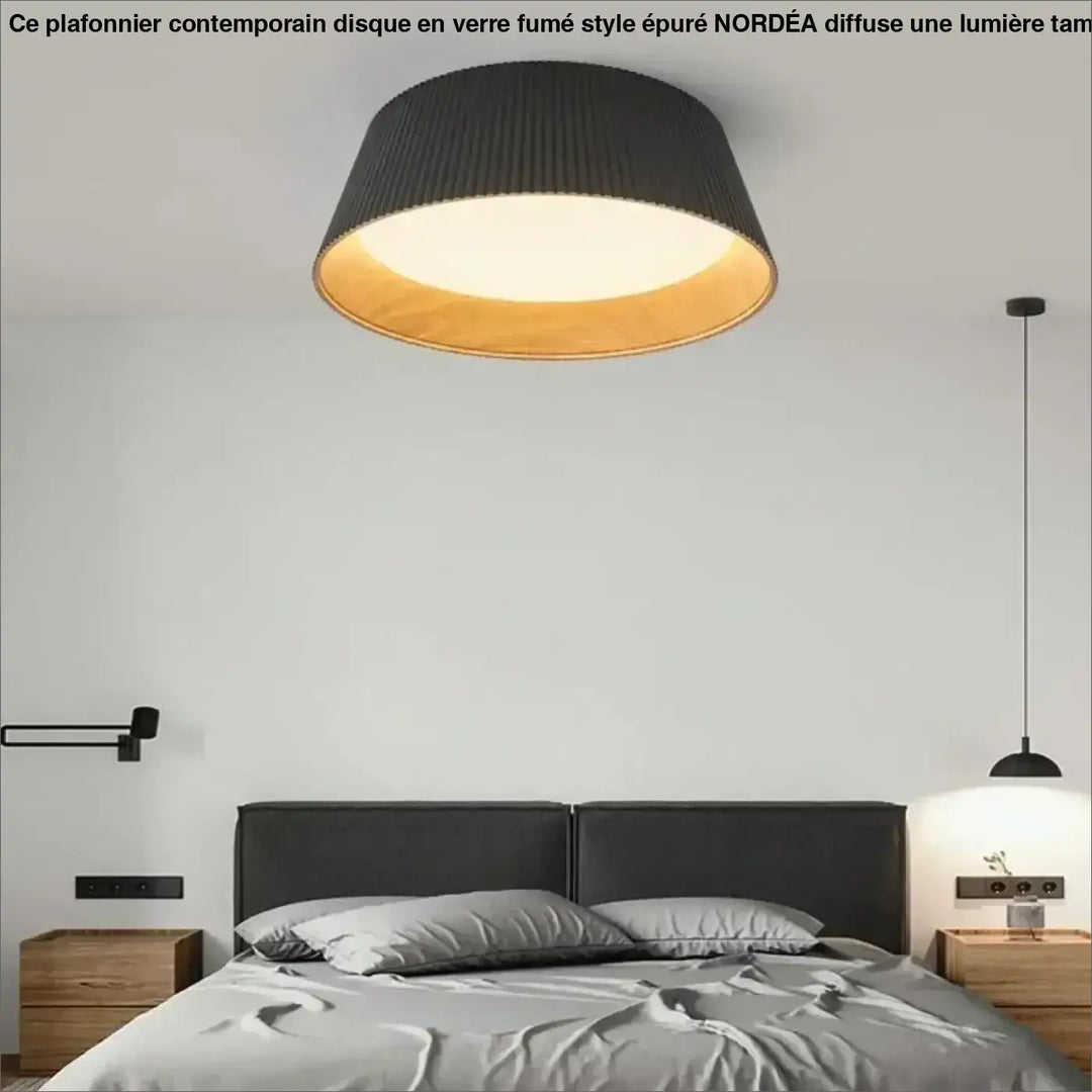 Plafonnier moderne en métal et abat-jour blanc ou noir
