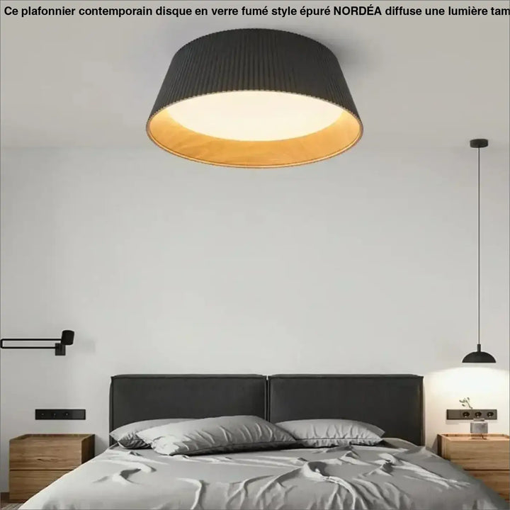 Plafonnier moderne en métal et abat-jour blanc ou noir