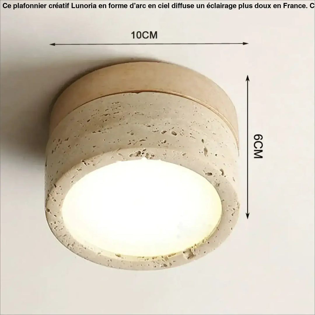 Plafonnier led en pierre et bois naturel design authentique