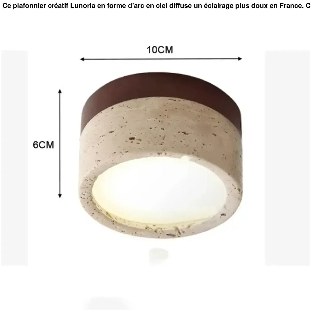 Plafonnier led en pierre et bois naturel design authentique