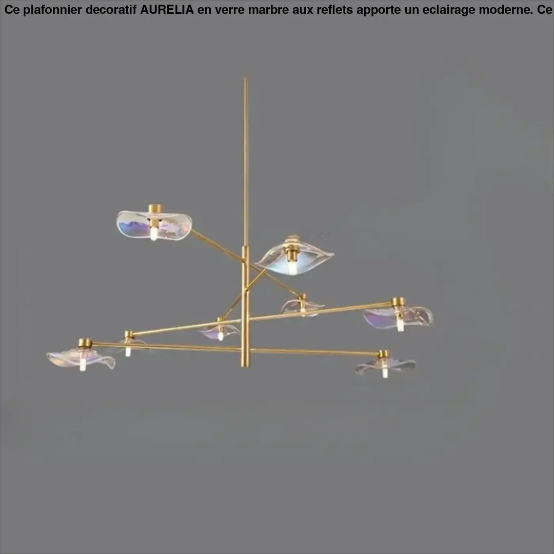 Suspension luminaire vetros en laiton moderne avec abat-jours en verre irisé design inspirée contemporaine
