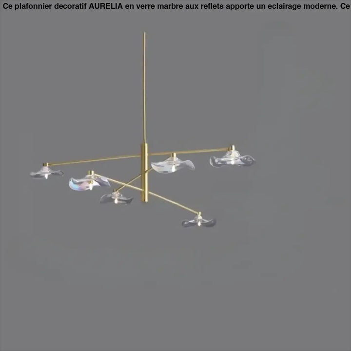 Suspension luminaire vetros en laiton avec abat-jours en verre irisé clair design moderne et élégant