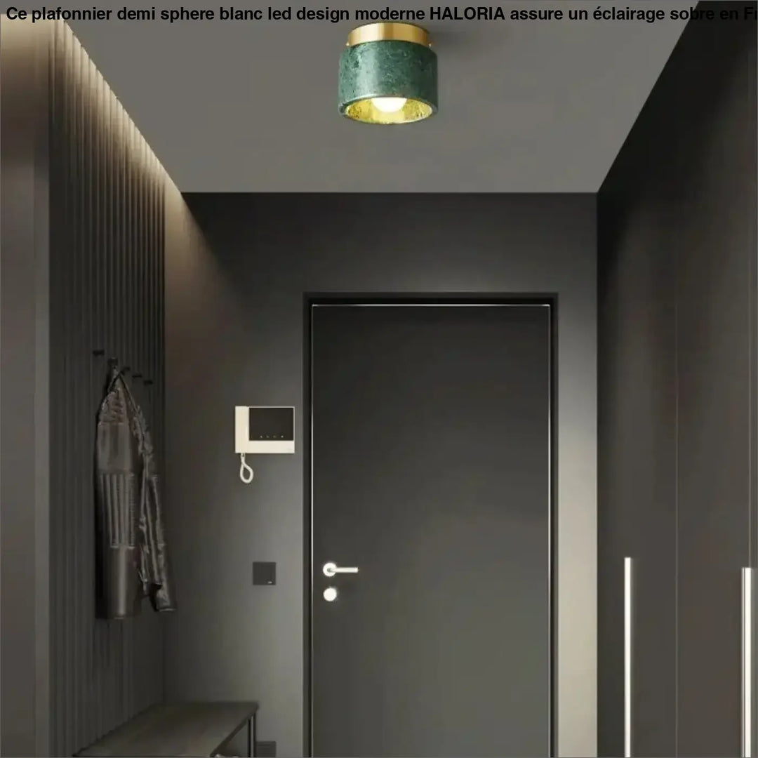 Plafonnier cylindre marbre élégant ambiance luxe blanc