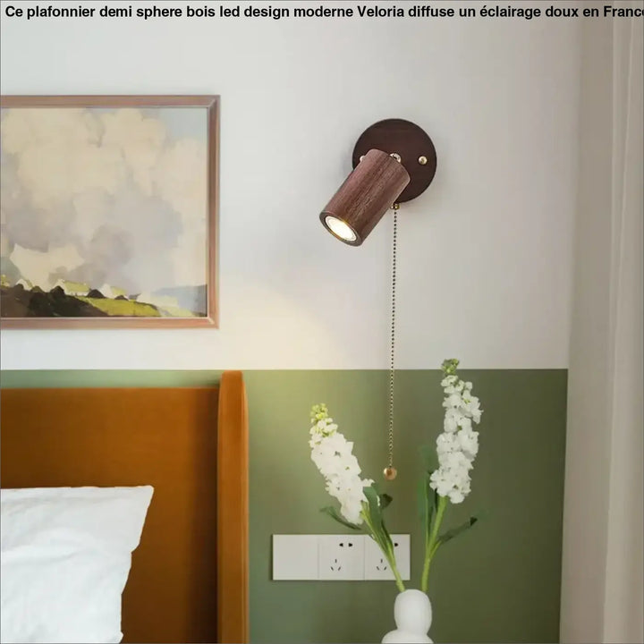 Applique murale orientable en bois naturel en teinte marron