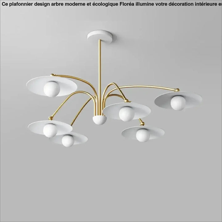 Plafonnier led art déco blanc et doré à bras pivotants