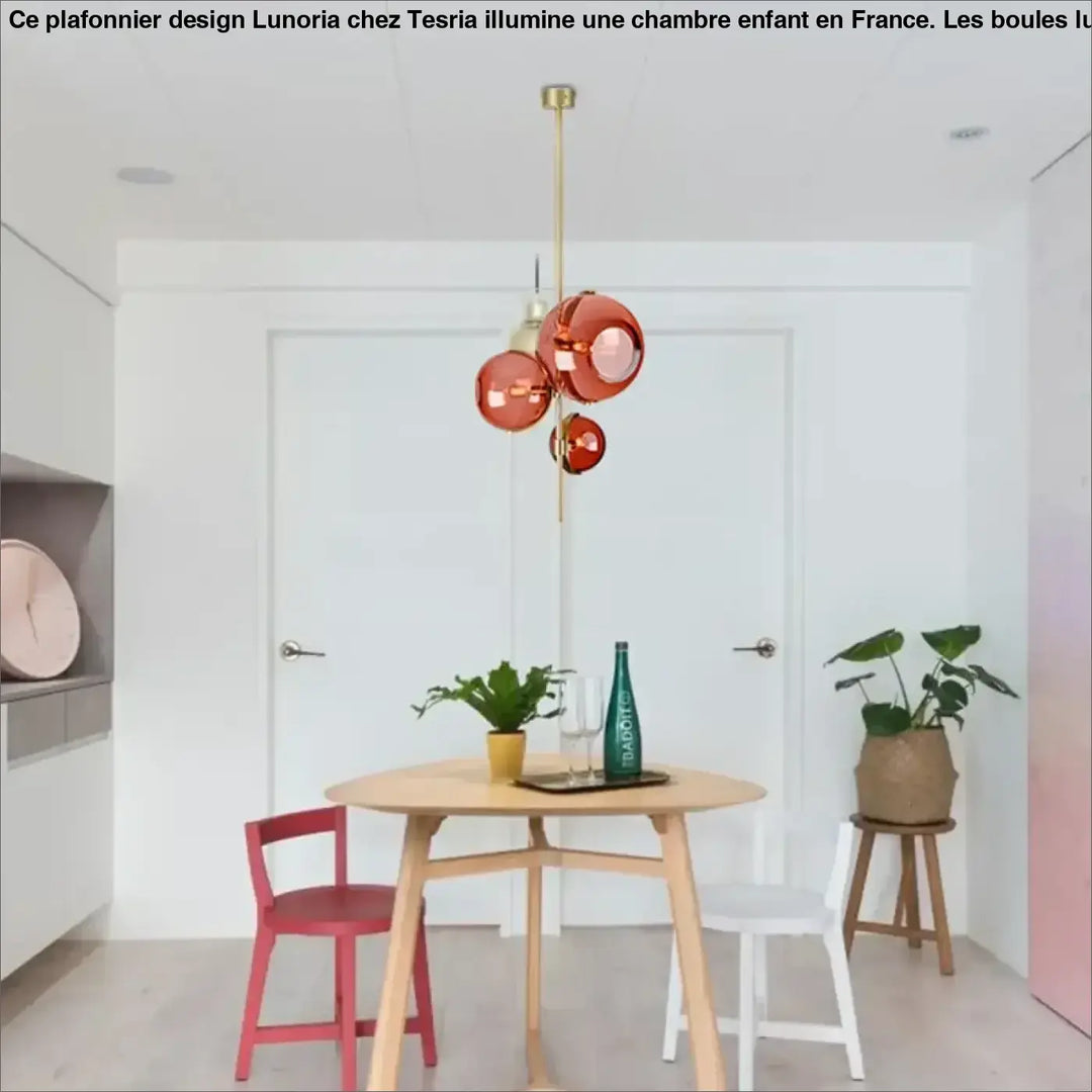 Suspension Luminaire contemporaine grappes de boules verre coloré