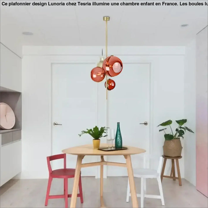 Suspension Luminaire contemporaine grappes de boules verre coloré