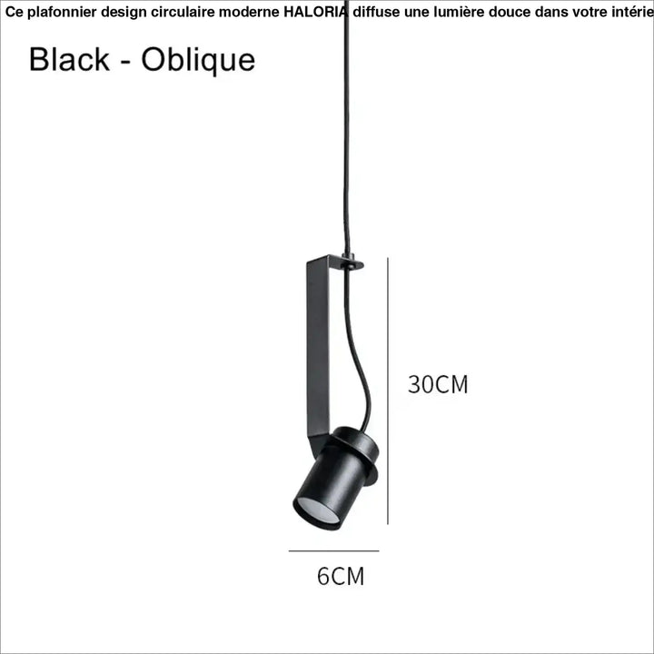 Suspension cylindrique noire minimaliste moderne chic