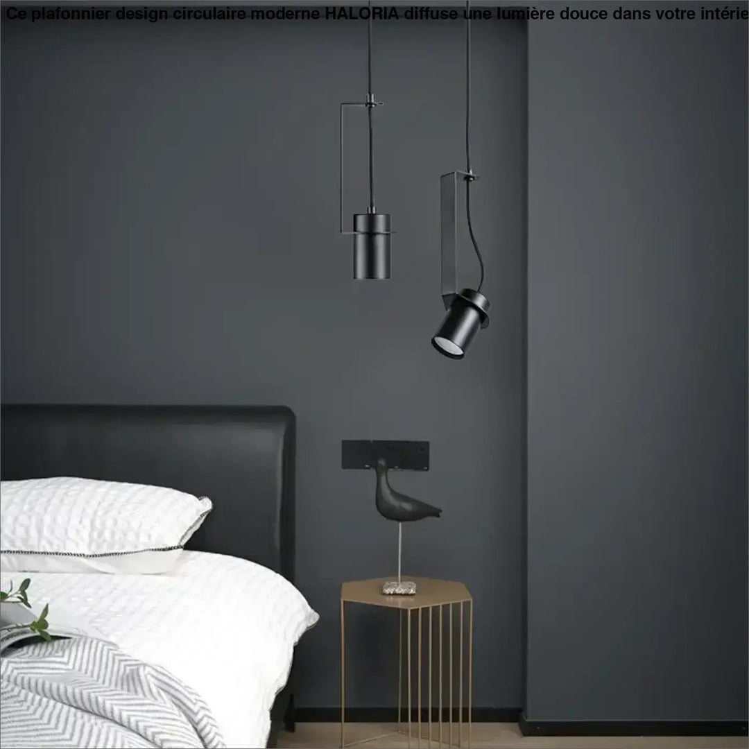 Suspension cylindrique noire minimaliste moderne chic