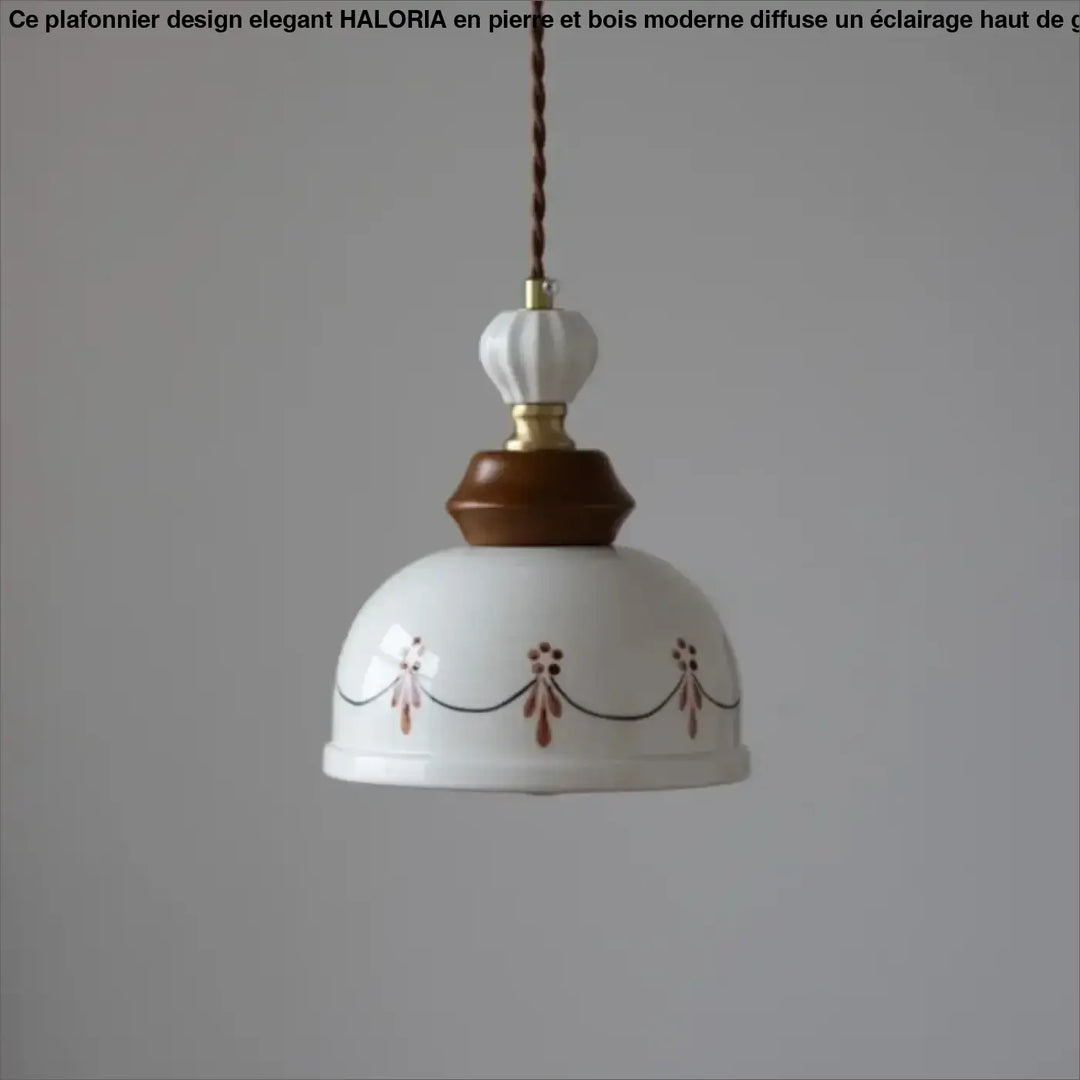 Suspension céramique blanche style classique avec ornement floral