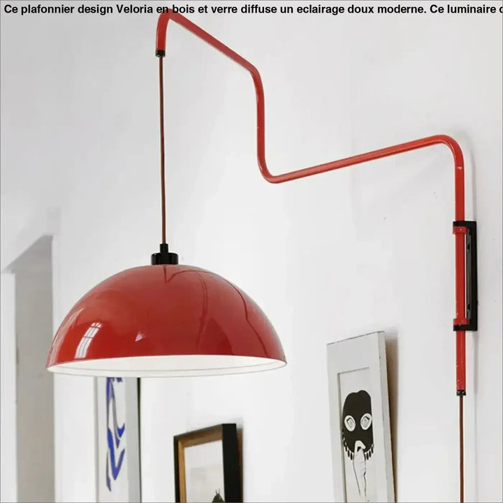 Applique murale rouge avec bras courbé