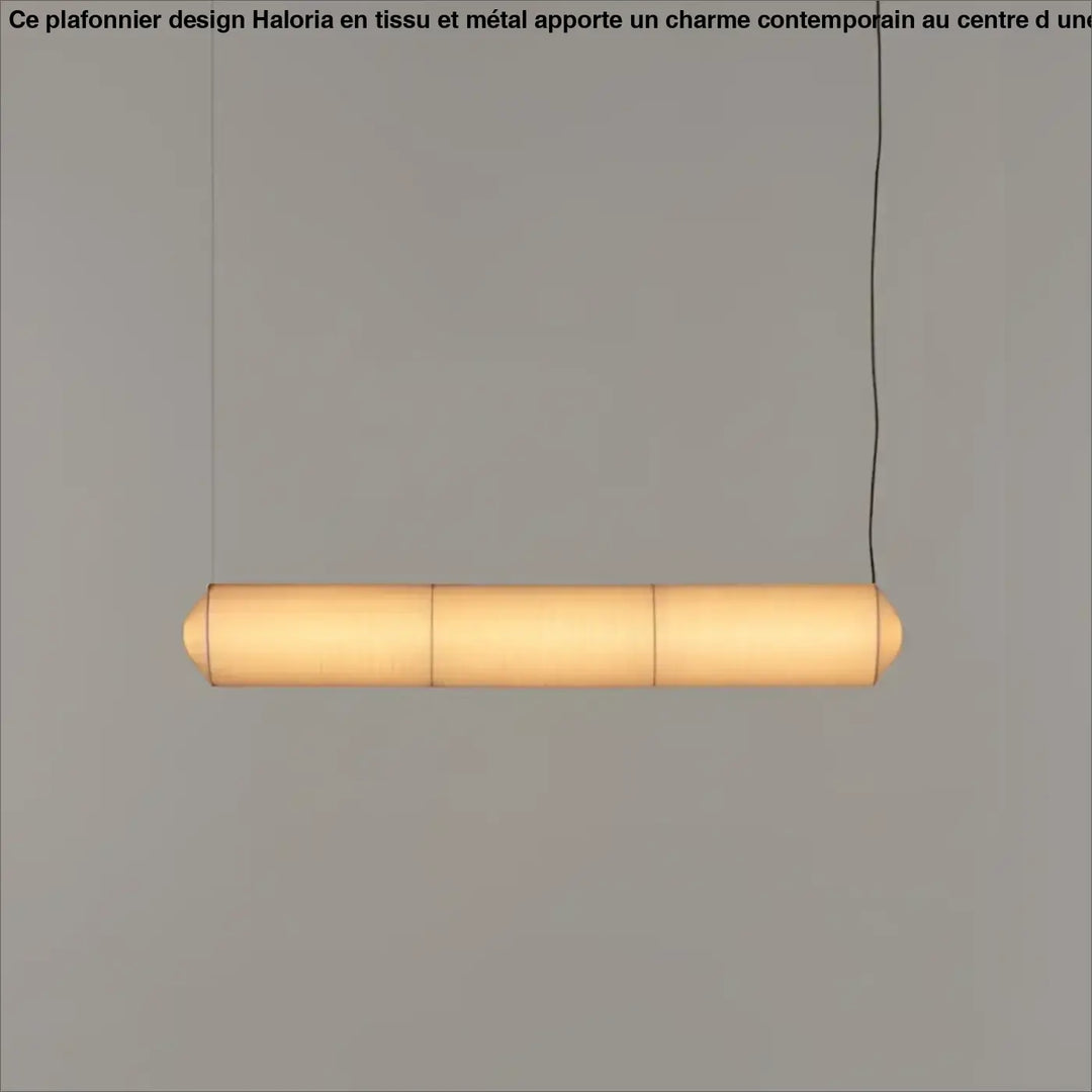 Suspension luminaire copía avec abat-jour cylindrique en tissu washi tissé ton chaud pour décoration intérieure