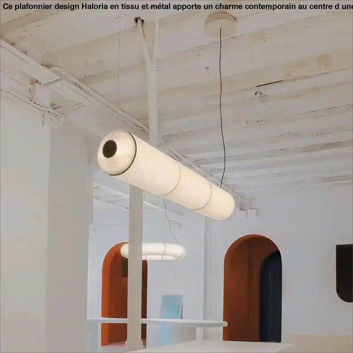 Suspension luminaire copía en tissu washi avec surface texturée et coutures visibles pour décoration intérieure élégante
