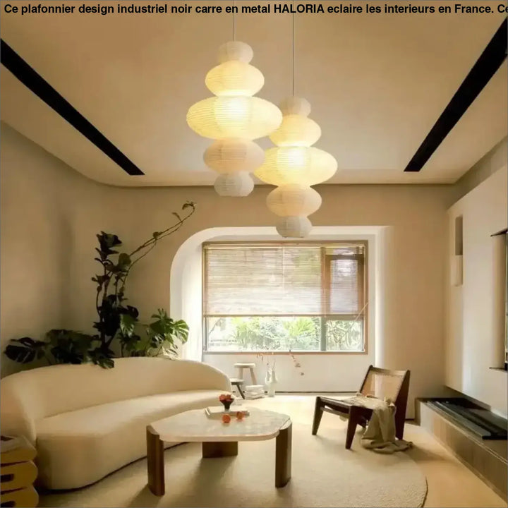 Suspension luminaire en papier design moderne blanc épuré