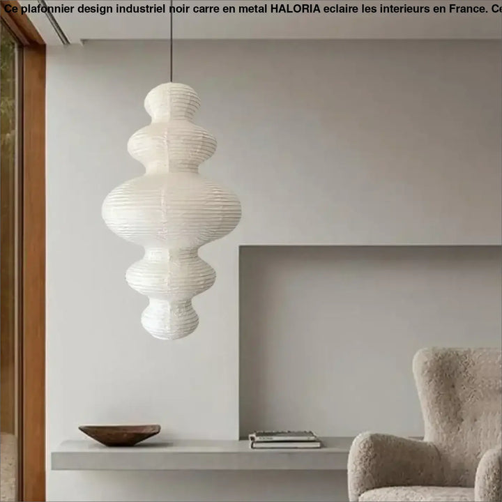 Suspension luminaire en papier design moderne blanc épuré