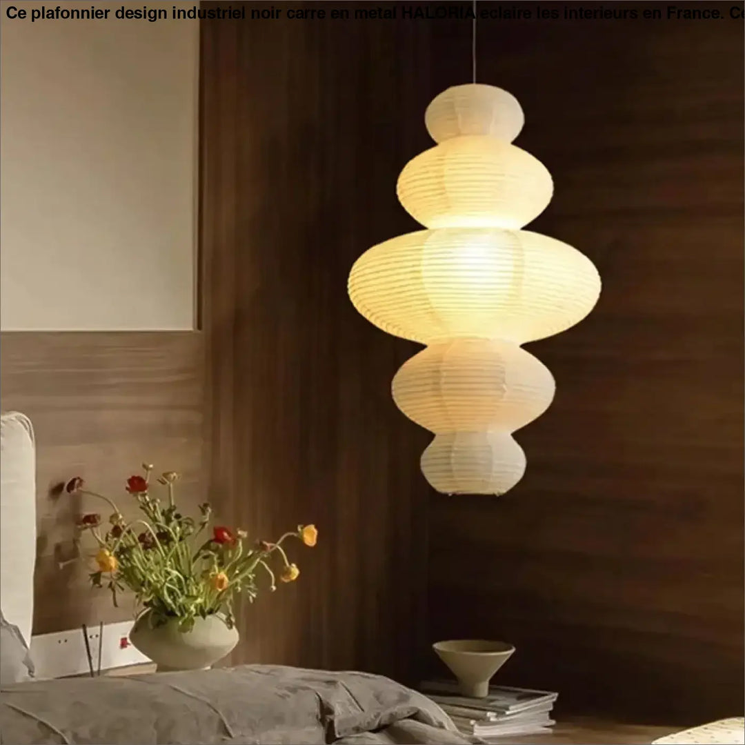 Suspension luminaire en papier design moderne blanc épuré