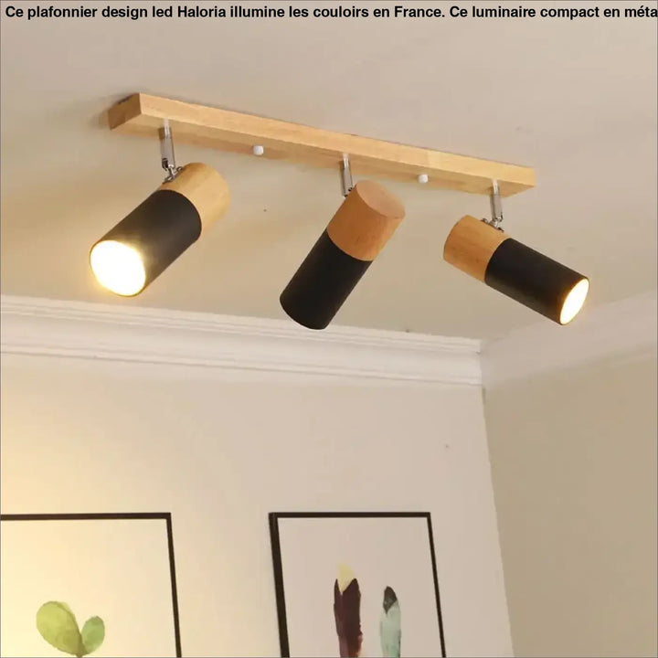 Plafonnier spot en bois orientable