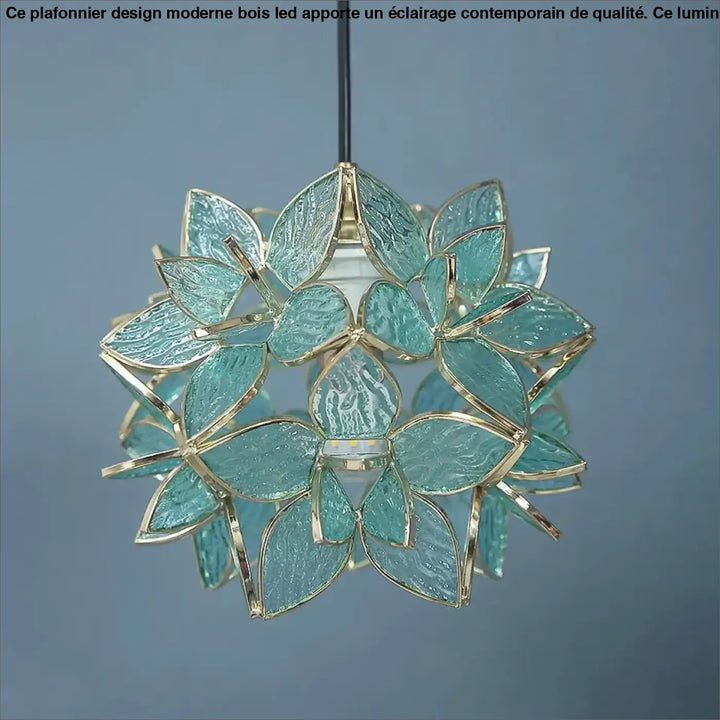 Suspension luminaire en verre forme de fleur au style poétique