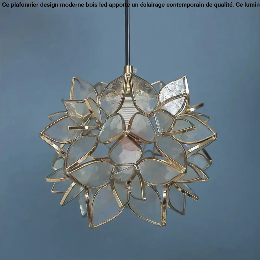 Suspension luminaire en verre forme de fleur au style poétique
