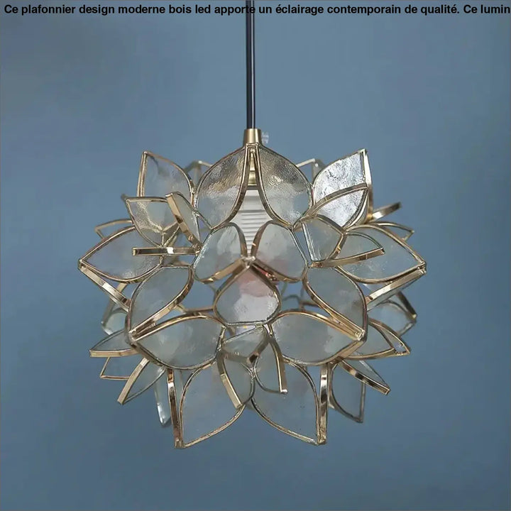 Suspension luminaire en verre forme de fleur au style poétique