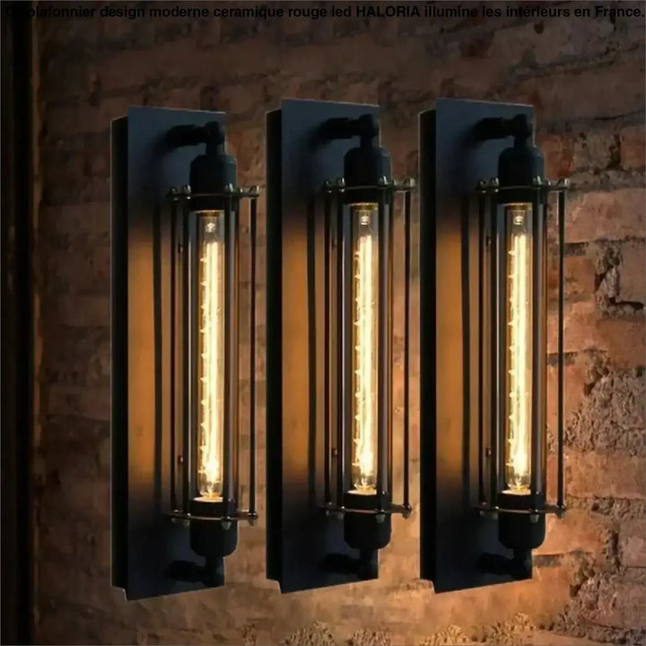 Suspension luminaire industriel noir au design vintage