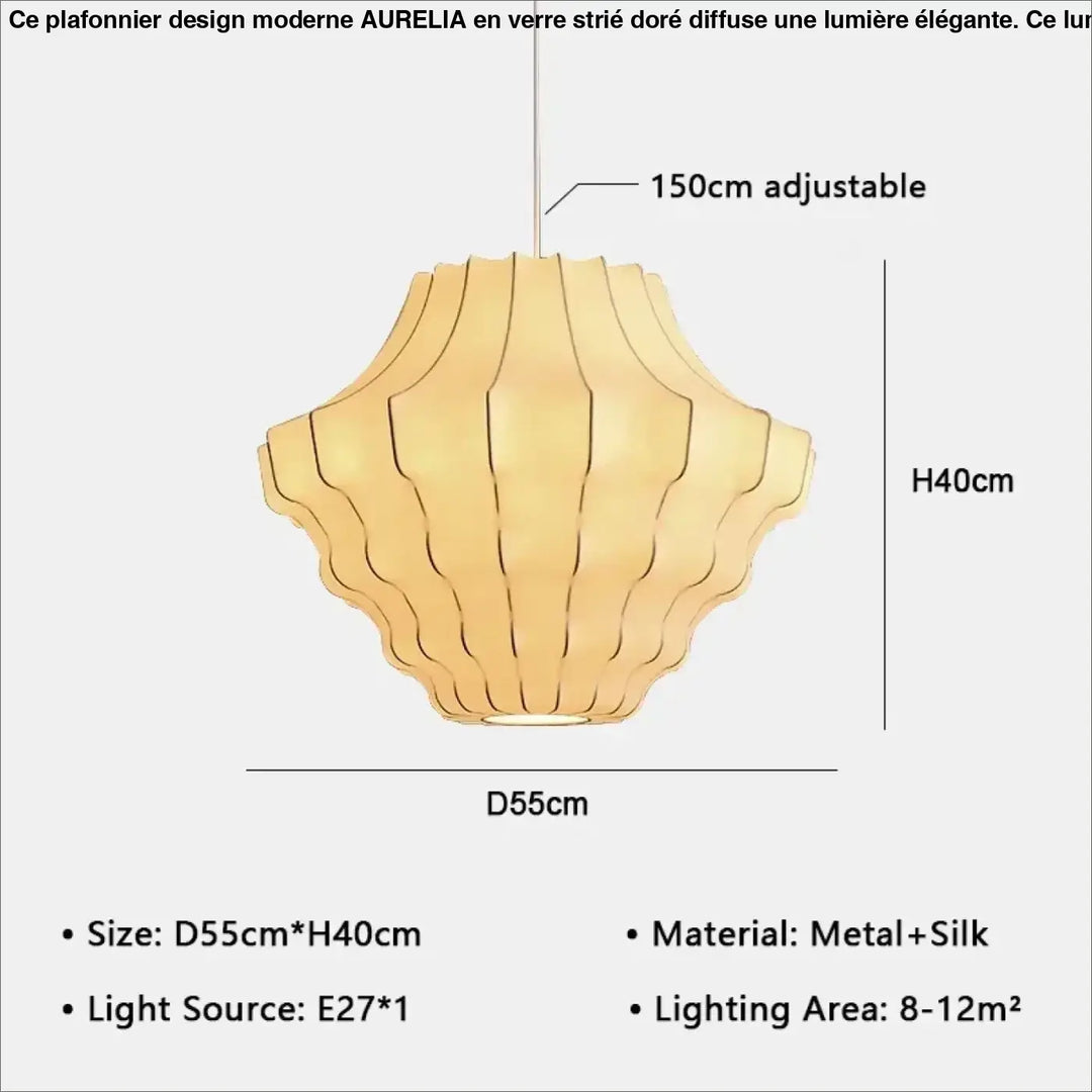 Suspension design élégante en tissu et métal sculpté